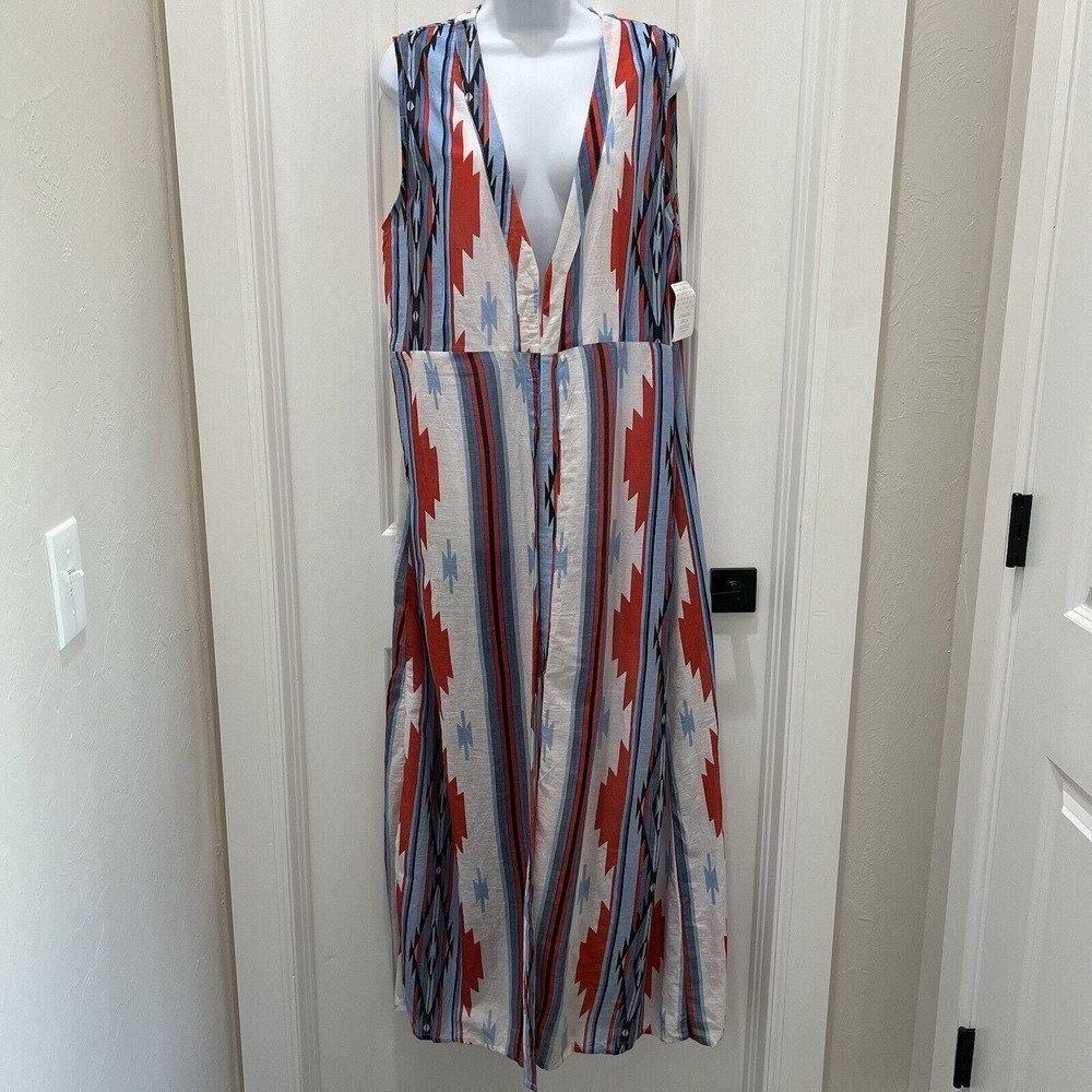 Crazy Train Size M Kimono Duster Aztec Tribal Southwest Print Sleeveless Long - Picture 4 of 14